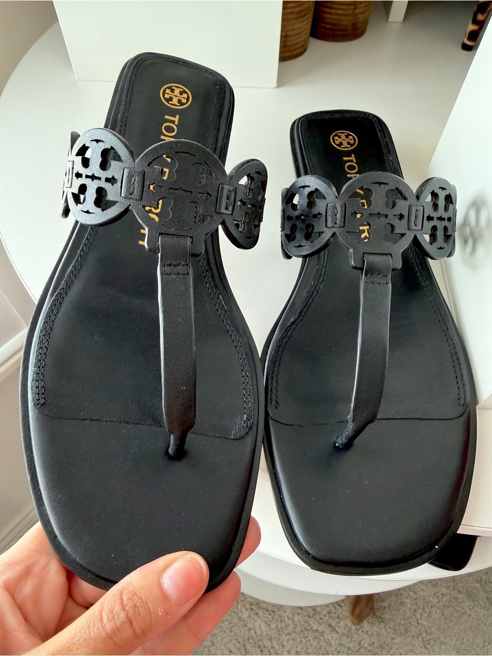 Tory Burch mini miller Leather Logo Thong Sandals